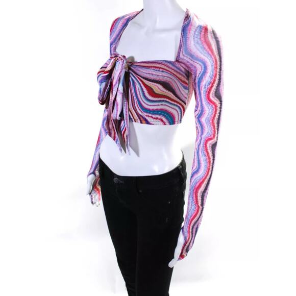 AFRM Cordelia Multi Wave Mesh Psychedelic Rave Festival Top NWT XL - Picture 6 of 11